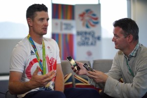 Rio Olympics gold medal winner, golfer Justin Rose, with Michael Weadock of 3 Point Media 