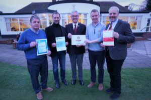 TGC committee members Michael Cox, David Steven, captain David Wakenshaw, England Golf's Phil Graham and club manager Paul Whittaker
