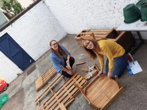 Preparing-for-the-Acorns-Family-Fun-Day-manager-Abby-Burton-left-and-young-peoples-worker-Kris-Koth.